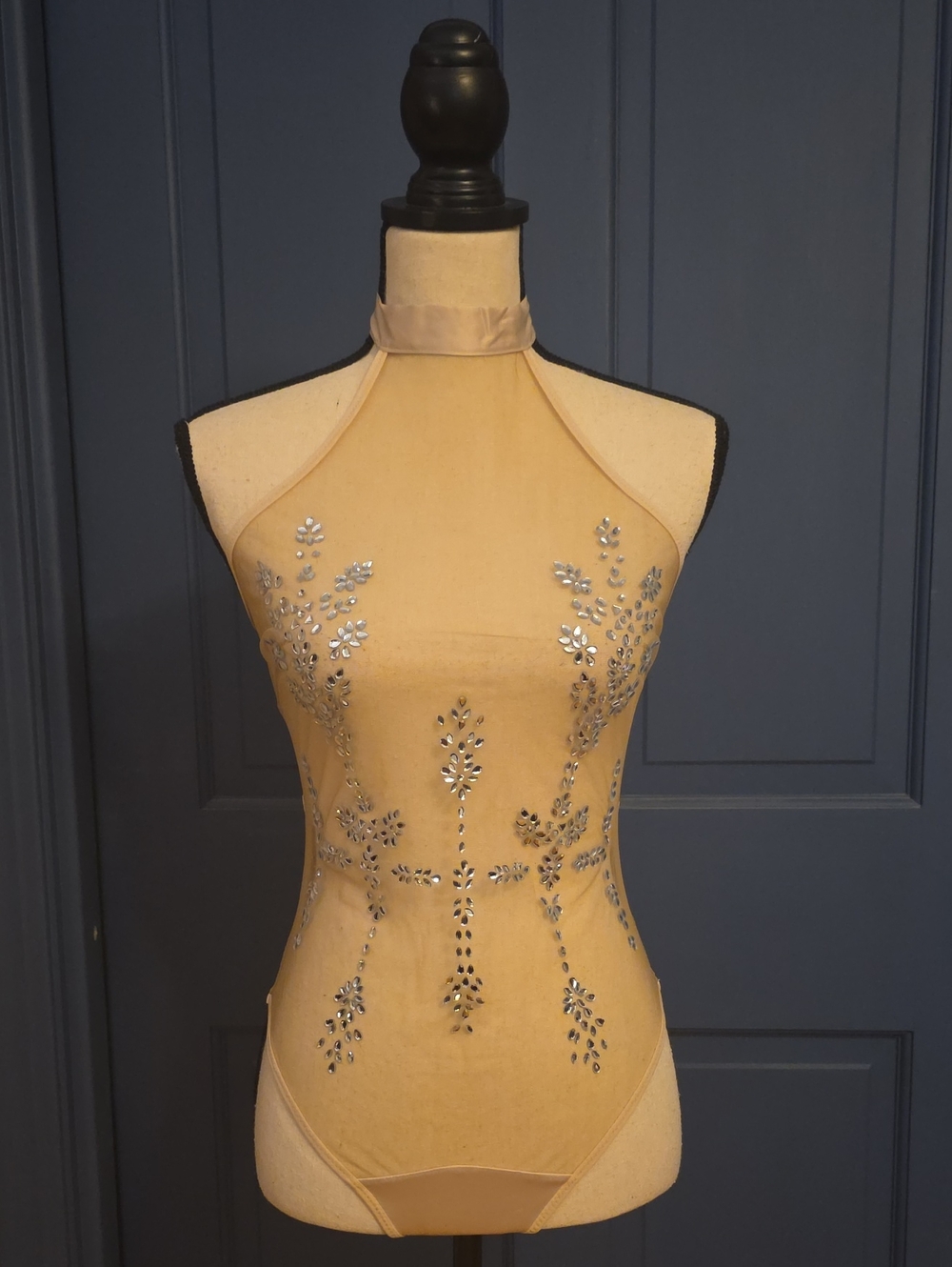 NWOT Thistle and Spire Dripping In Jewels Nude Sheer Mesh Bodysuit Sz Small